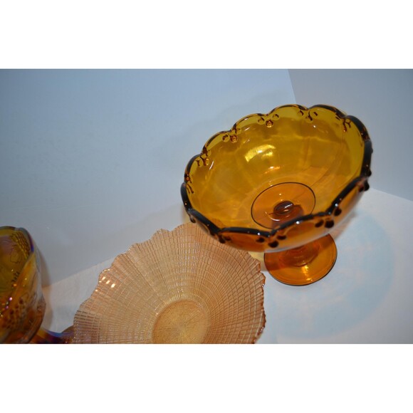 Vintage Glass Tabletop Display 1970s Shades of Amber Trio Retro MCM Early Core - Picture 2 of 4